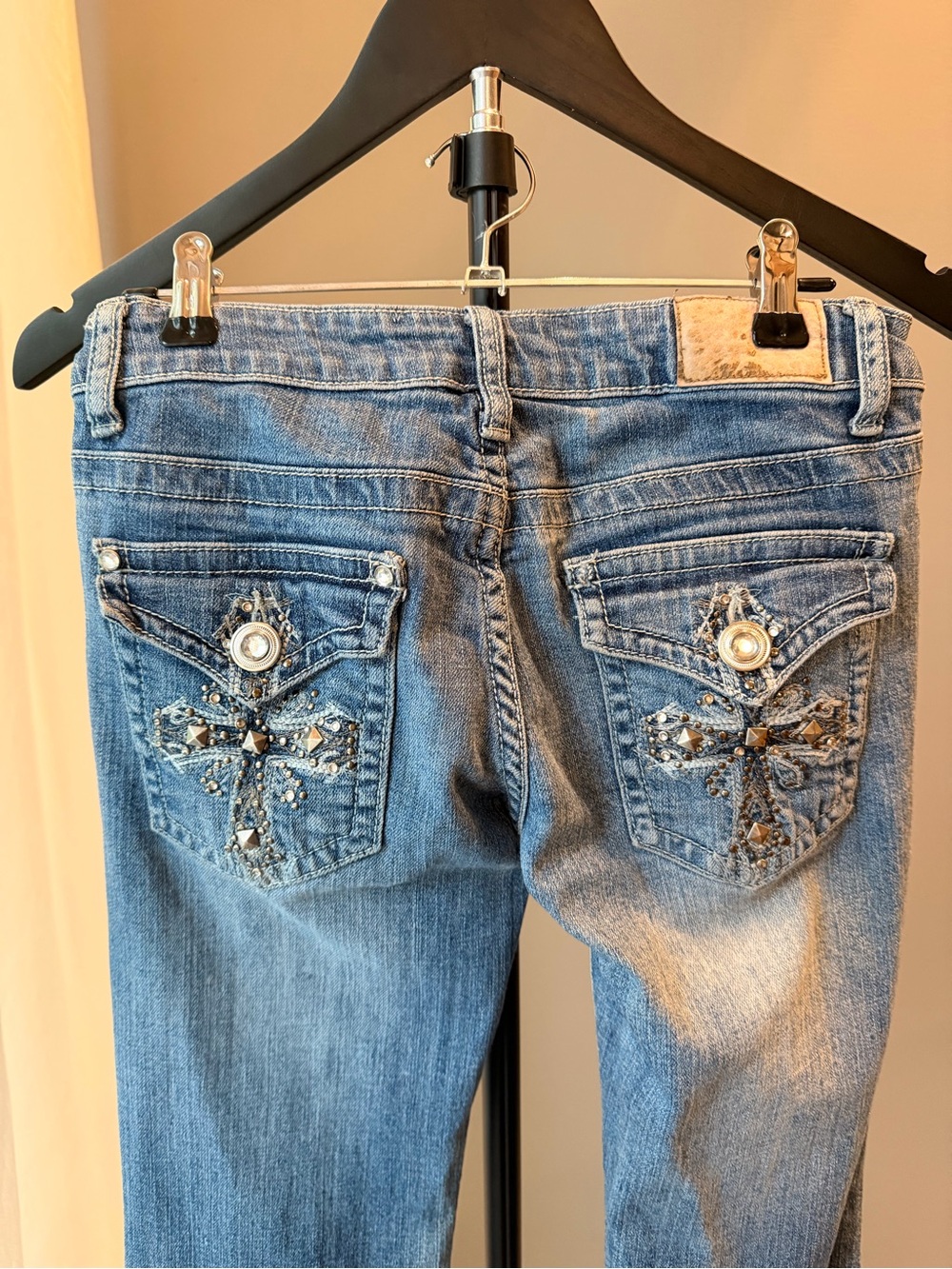 Vintage Y2K Premiere Cotton Mid Rise Bootcut Jeans Rhinestone Bling Western 1/2 - Picture 2 of 16